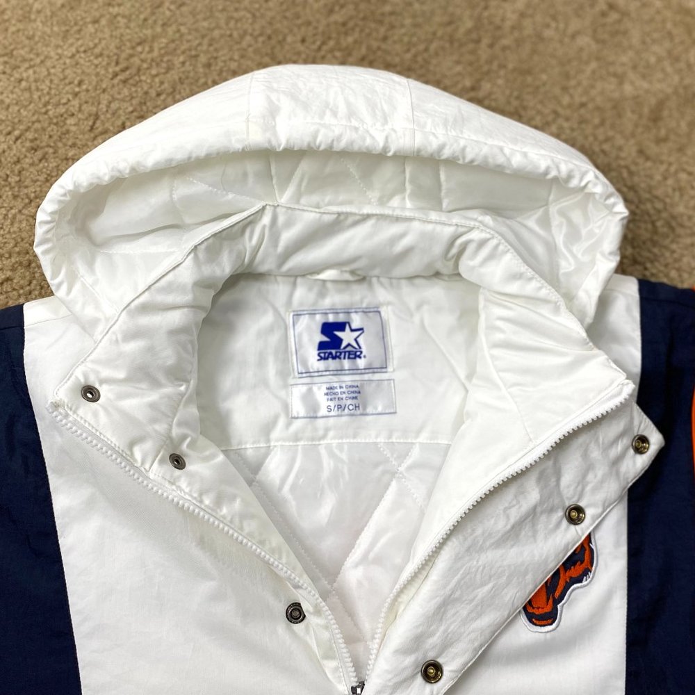 Bears Jacket Chicago STARTER NFL Half Zip Hooded Jacket  WHITE 3X 5X - Picture 7 of 9